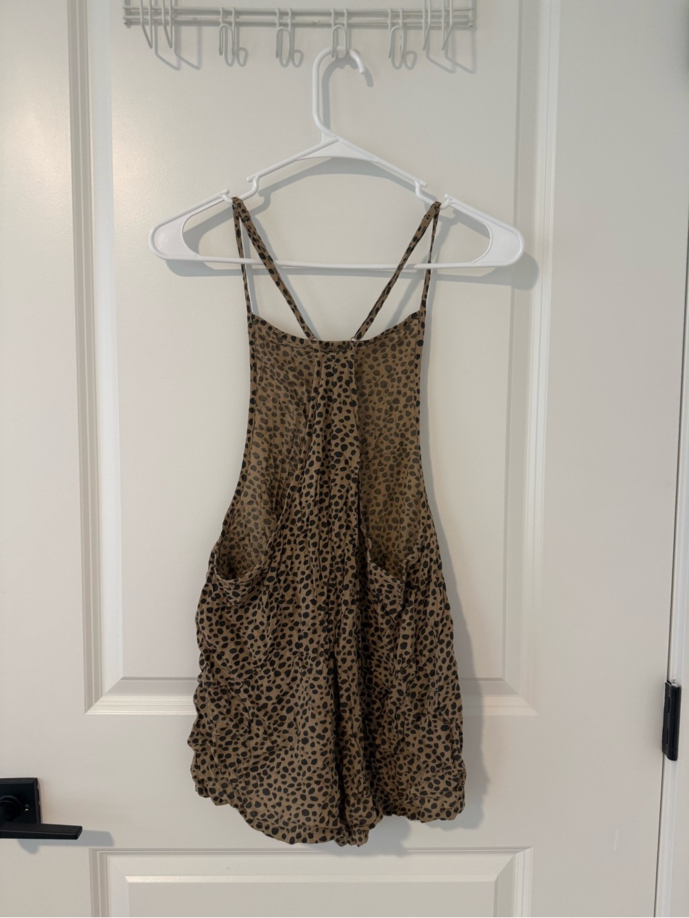 aerie Leopard Print Spaghetti Strap Romper - Brown & Black - Picture 3 of 4